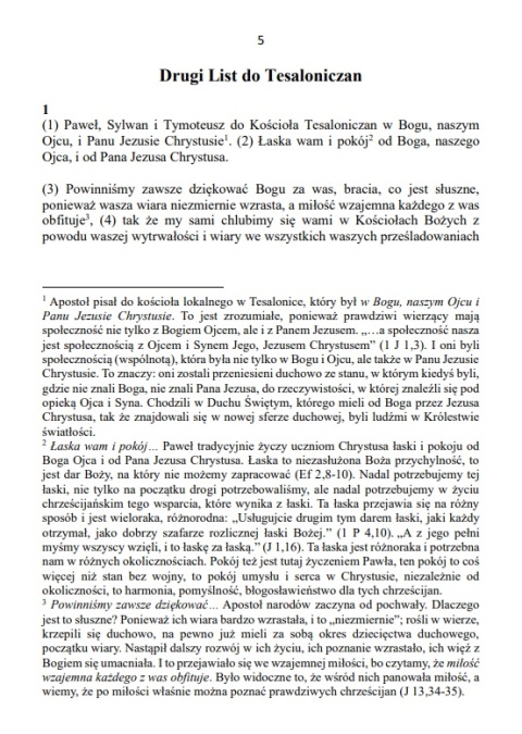 Drugi List do Tesaloniczan. Biblia Hosanna. Przekład dosłowny z komentarzem.